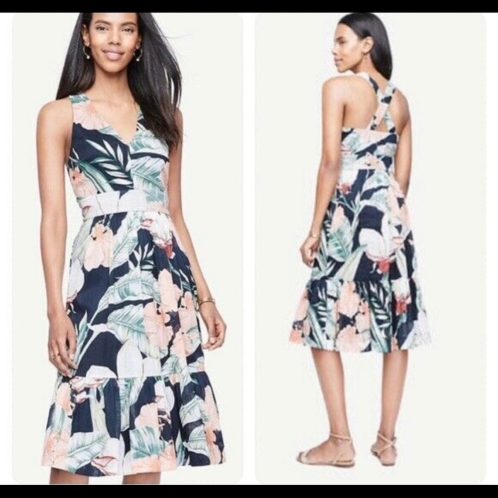 Ann Taylor Tropical Print Midi Dress